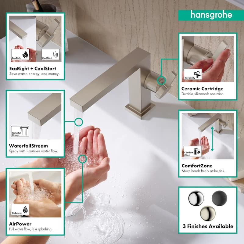 Hansgrohe 73021 Tecturis E 1.2 GPM Single Hole Bathroom Faucet with