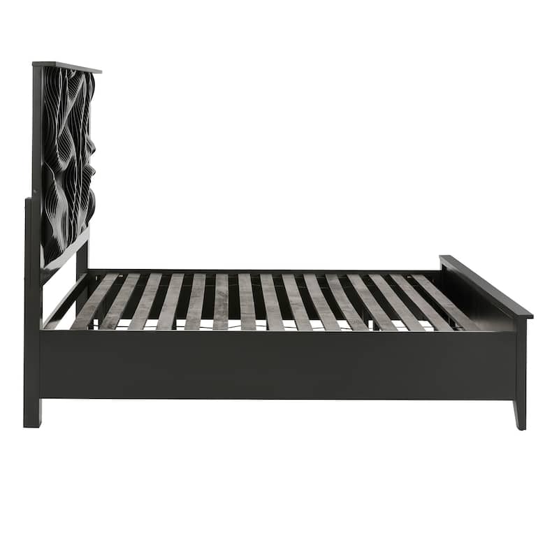 Bergen Wave Headboard with LED Lights Platform Bed by iNSPIRE Q Modern