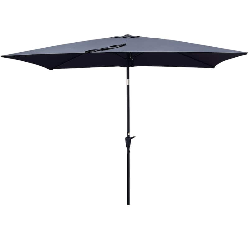 6 x 9 FT Patio Waterproof Umbrella with Crank and Tilt Without Flap - Anthracite