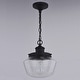 preview thumbnail 7 of 8, Collins 1 Light Black Farmhouse Outdoor Pendant Clear Schoolhouse Glass - 10-in. W x 11.5-in. H x 10-in. D