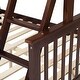 preview thumbnail 8 of 16, Dark Brown Twin over Full Size Solid Wood Stairway Bunk Bed with Ladder and Fence for Bedroom