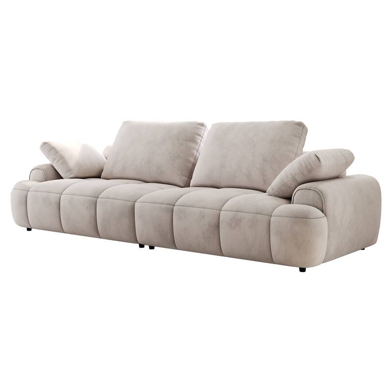 Spacious 3-Seat Suede Couch - Modern Sofa with Eucalyptus Frame, Easy Assembly, Perfect for Living Room