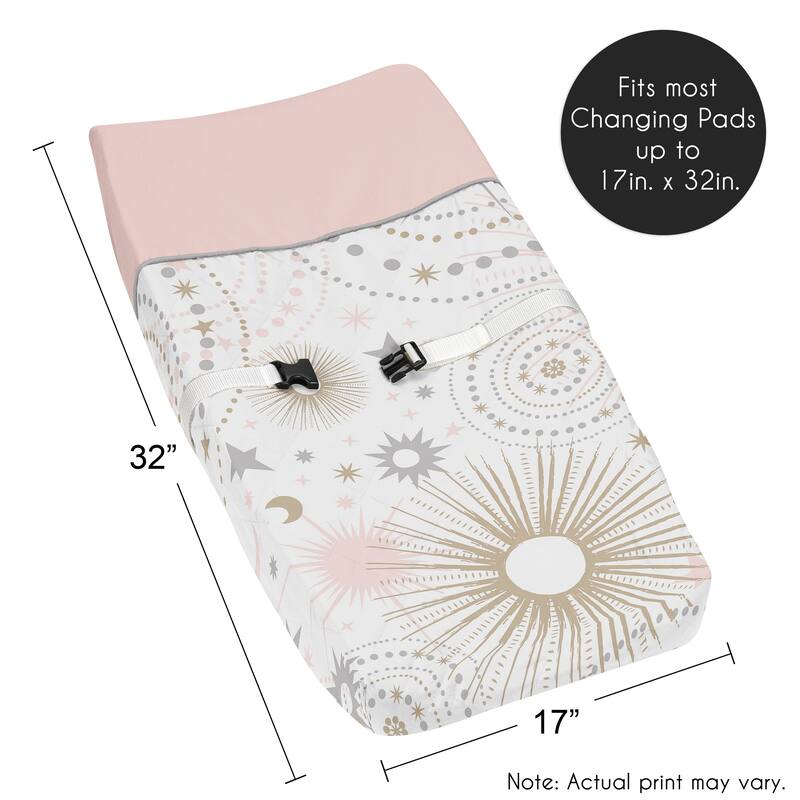 Sweet Jojo Designs Changing Pad Cover for the Pink and Gold Celestial Collection
