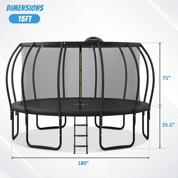 dimension image slide 2 of 4, Trampolines Round Trampoline with Enclosure