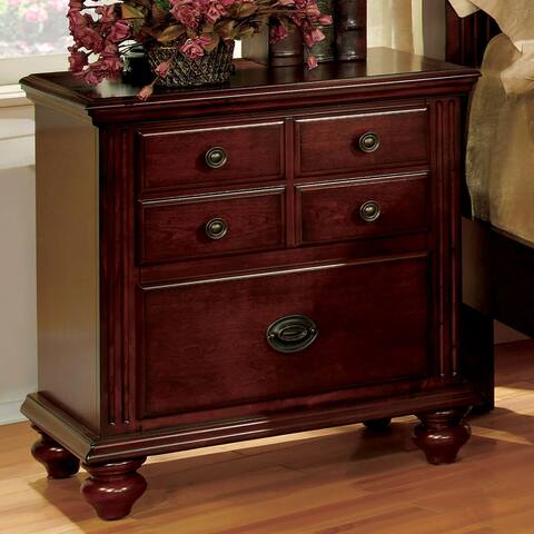 Cherry Finish Traditional 2-drawer Wooden Nightstand