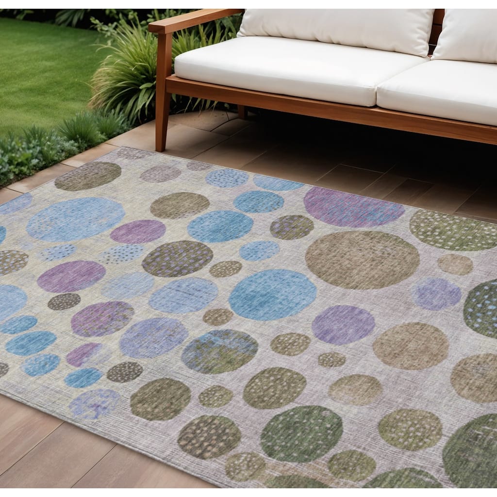 HomeRoots Geometric Transitional Rectangle Outdoor Rug