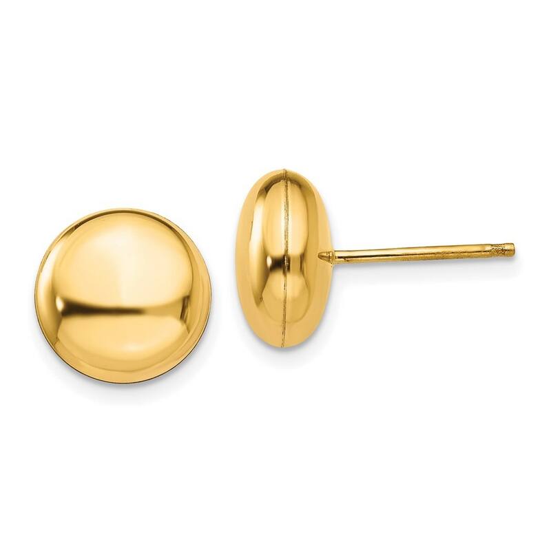 Curata 14k Yellow Gold Polished 10.5mm Button Post Earrings