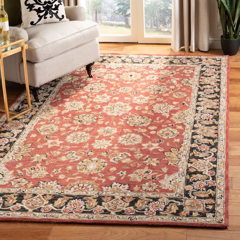 SAFAVIEH, Handmade Chelsea Maialen French Country Wool Rug - 5'3" x 8'3" - Rose/Black