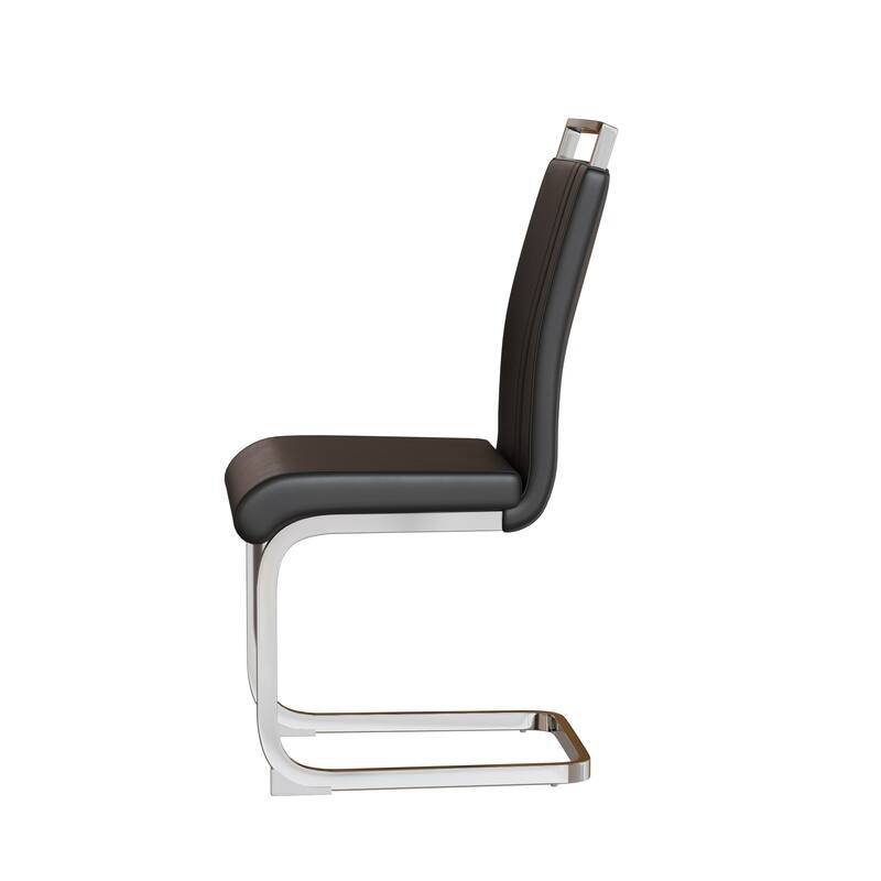 Modern Style Faux Leather High Back Dining Chairs Set of 2 with Metal Legs for Dining Room