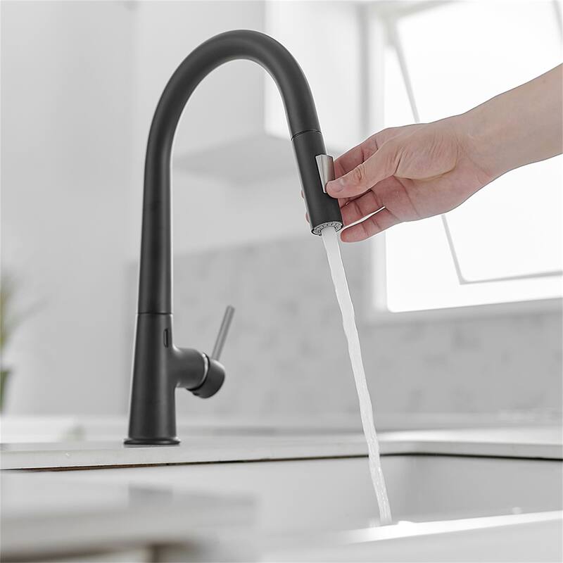 Touchless Kitchen Faucet With Pull Down Sprayer Single Handle Kitchen Sink Faucet One Hole Laundry Vanity Smart Hand-Free Taps