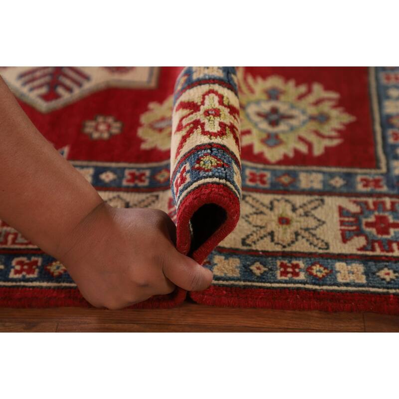 Kazak Oriental Accent Rug Handmade Geometric Wool Carpet - 3'6"x 4'11"