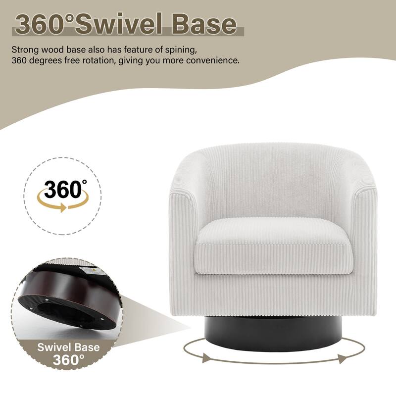 Corduroy Upholstered Swivel Barrel Chair (Set of 2)