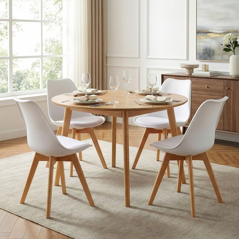 Set of 4 Balint White Cushioned Plastic Dining Chairs