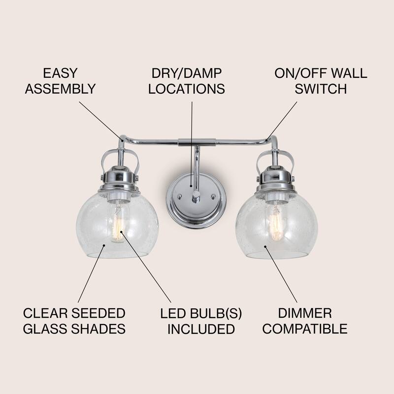 Bolha Metal/ Bubbled Glass Vanity Light, Chrome by JONATHAN Y