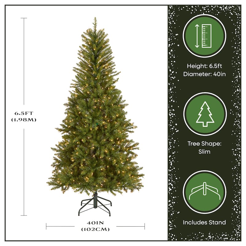 National Tree Company 6.5 ft. Dunhill Fir Slim Tree with Clear Lights - 6.5 Foot