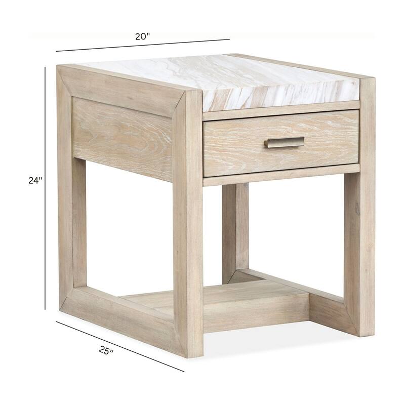 Magnussen Home Preston Gallery Buff and Antique Silver Rectangular End Table - 20''W x 25''D x 24''H