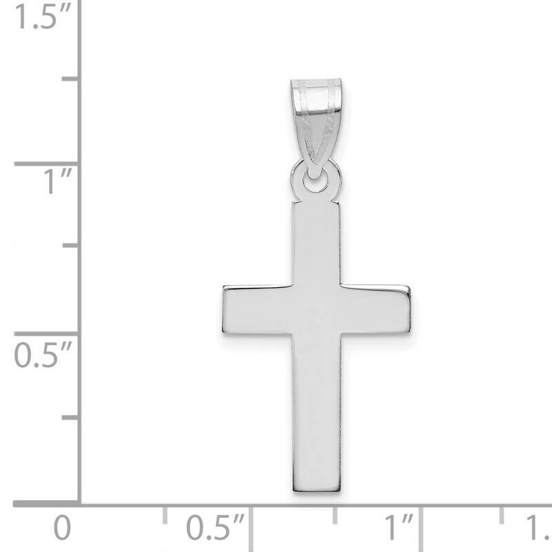 Curata 14k White Gold 18" Flat Engravable Polished Cross Necklace - 21x14mm