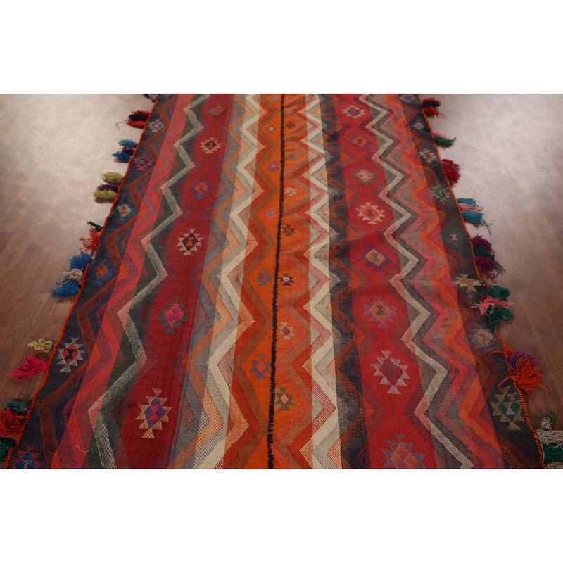 Tribal Kilim Persian Antique Runner Rug Flatweave Wool Carpet - 4'10"x 15'8"