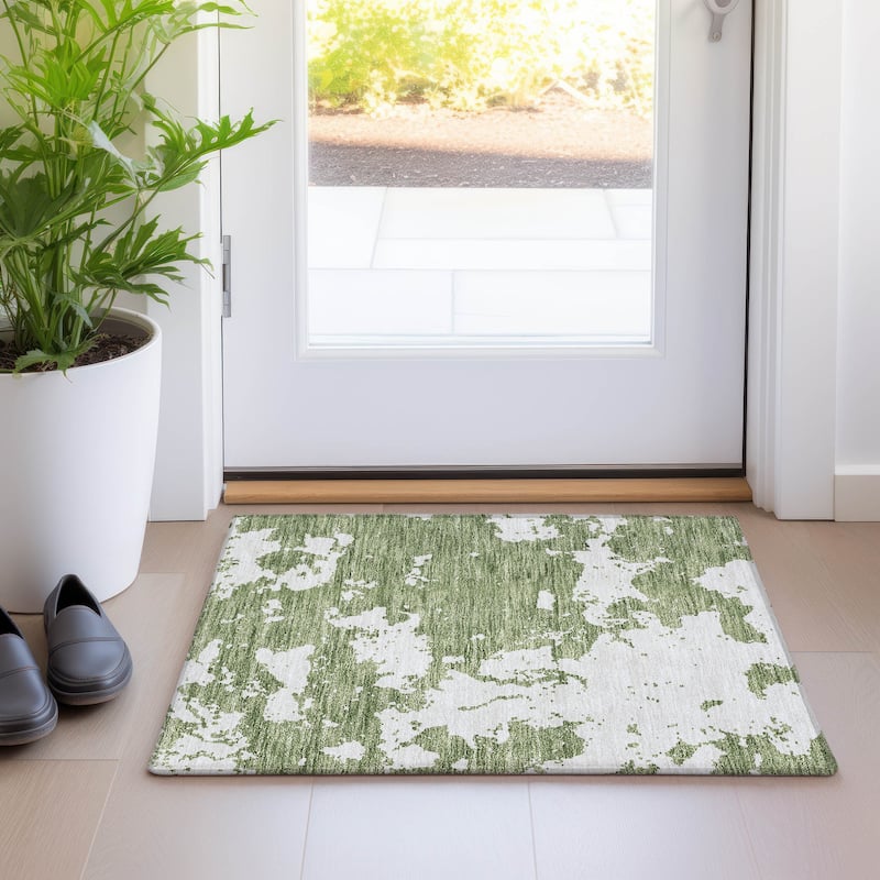 Premium Washable Super Soft Absstract Contempo Mayfield Rug - Green - 1'8" x 2'6"