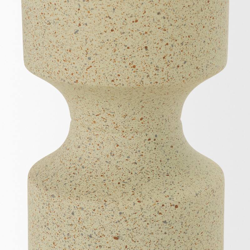 Akira Large Textured Beige Metal Pillar Candle Holder
