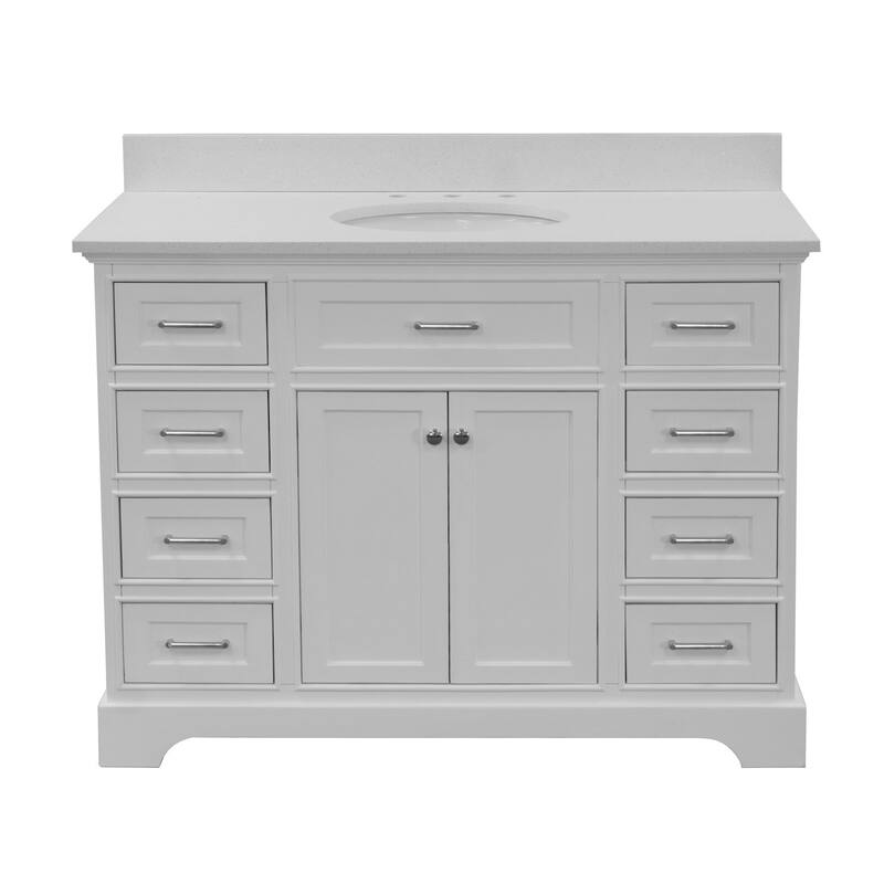 KitchenBathCollection Aria 48" Bathroom Vanity with Quartz Top