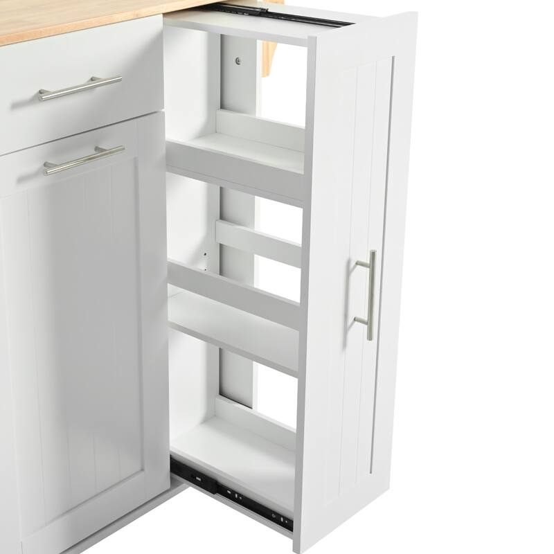 Kitchen Island with Drop Leaf, Towel Rack and 2 Drawers