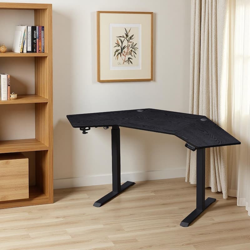KOWO K314 Corner Electric Standing Desk L Shaped Height Adjustable Workstation for Home Office, Sit Stand Computer Desk - 67" - Black