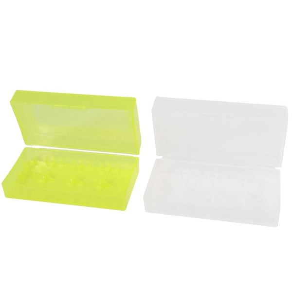 2pcs Portable Plastic Battery Holder Case Box Clear Yellow for 18670 Batteries