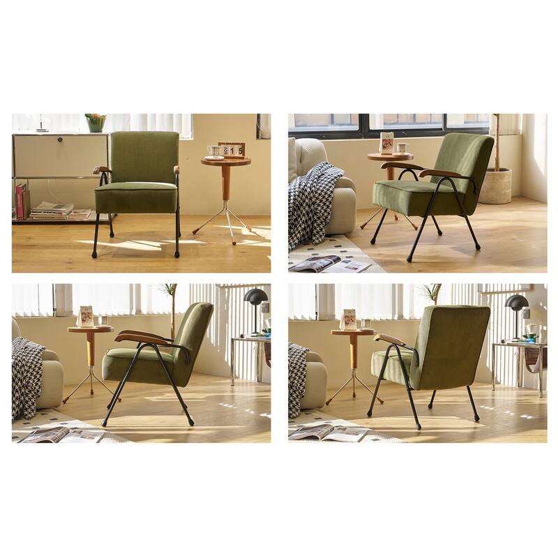 Modern Accent Chair High Back Armchair, Living Room Chairs with Metal Legs