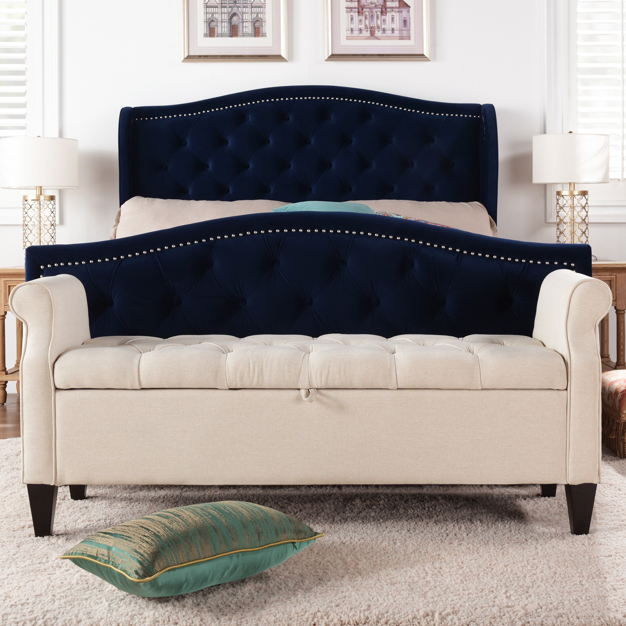 Shop Copper Grove Amalfi Tufted Storage Bench With Rolled Arms