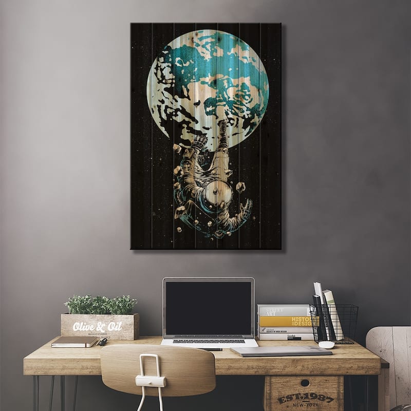 The Lost Astronaut Print On Wood by Digital Carbine - Multi-Color