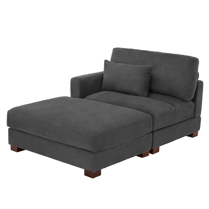 Modern 43'' Corduroy Comfy Sectional Chaise Lounge with Pillow