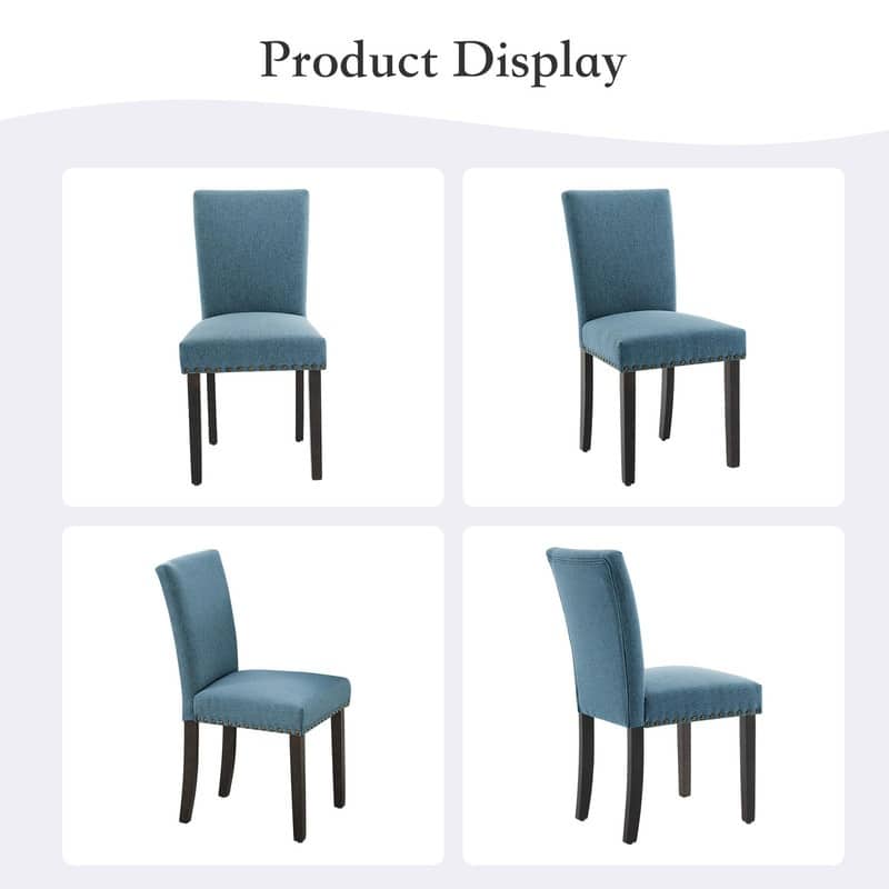 Dining Chairs Set of 2 Upholstered Fabric Kitchen Chairs with Nailhead Trim（Option）