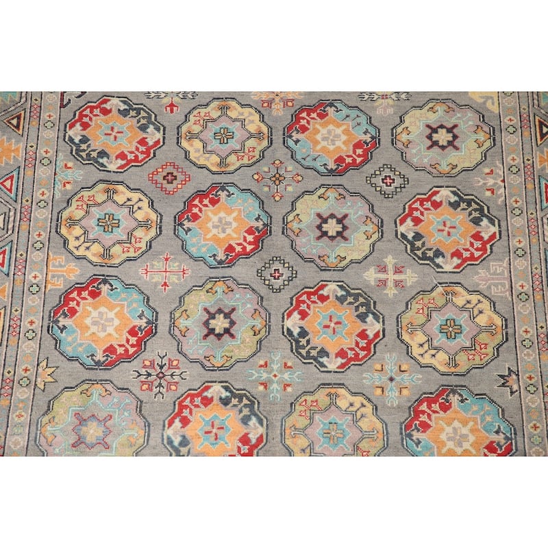 All-Over Kazak Area Rug Hand-Knotted Wool Carpet - 6'9" x 9'8"