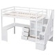 preview thumbnail 9 of 16, Twin Size Loft Bed with Desk and Drawers, Cabinet and Staircase, White
