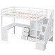 preview thumbnail 7 of 13, White Twin Size Loft Bed with 4 Drawers and L-Shaped Desk, Pine Wood Twin Bed Frame with Cabinet and Storage Staircase