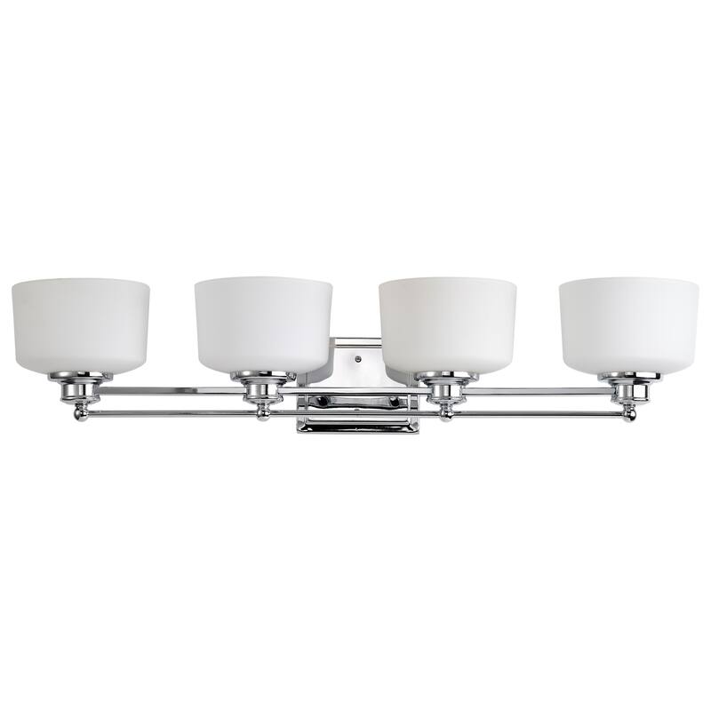 Soho - 4 Light Vanity - Polished Chrome Finish with Satin White Glass