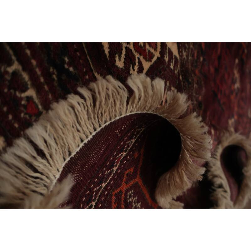 Hand Knotted Oriental 100% Wool Carpet Traditional All-Over Red Turkoman Area Rug - 11' 4'' X 7' 7''