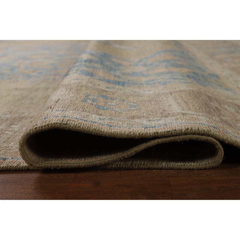 Hand Knotted Oriental 100% Wool Carpet Transitional Medallion Yellow & Gold Oushak Area Rug - 12' 1'' X 8' 10''