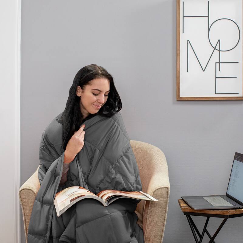 Quilted Microfiber Weighted Blanket 17 lbs. Charcoal Bed Bath