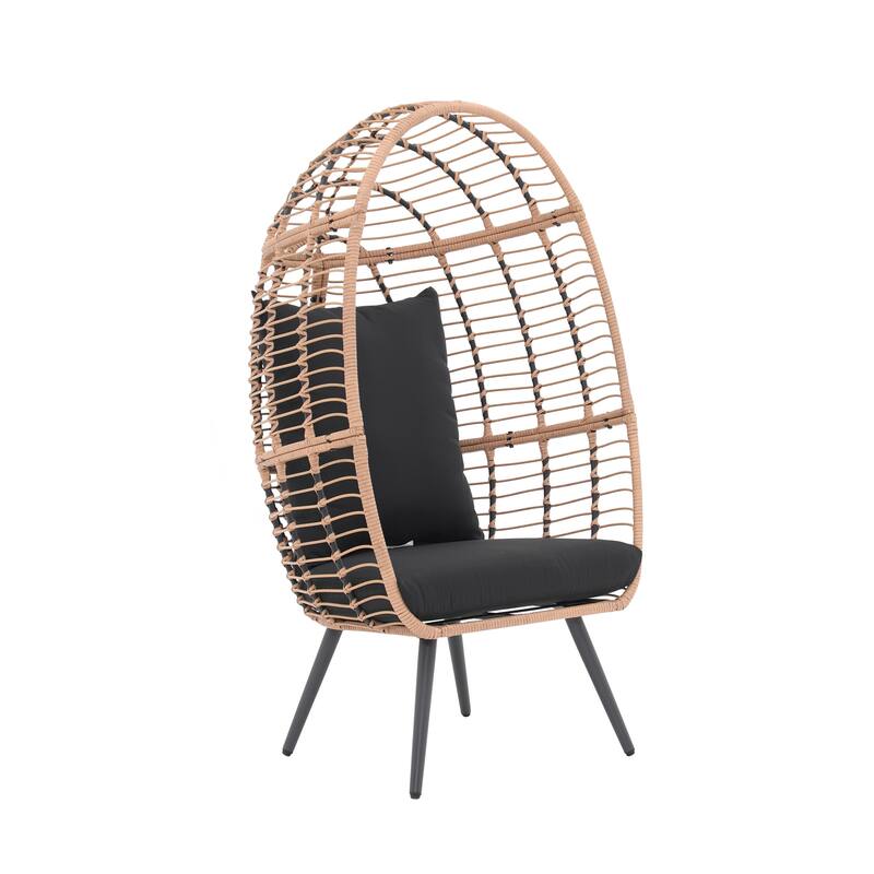 Outdoor Cushioned Wicker Egg Chair