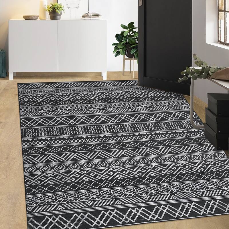 Garvee Boho Area Rug Moroccan Accent Rugs Geometric Distressed Carpet