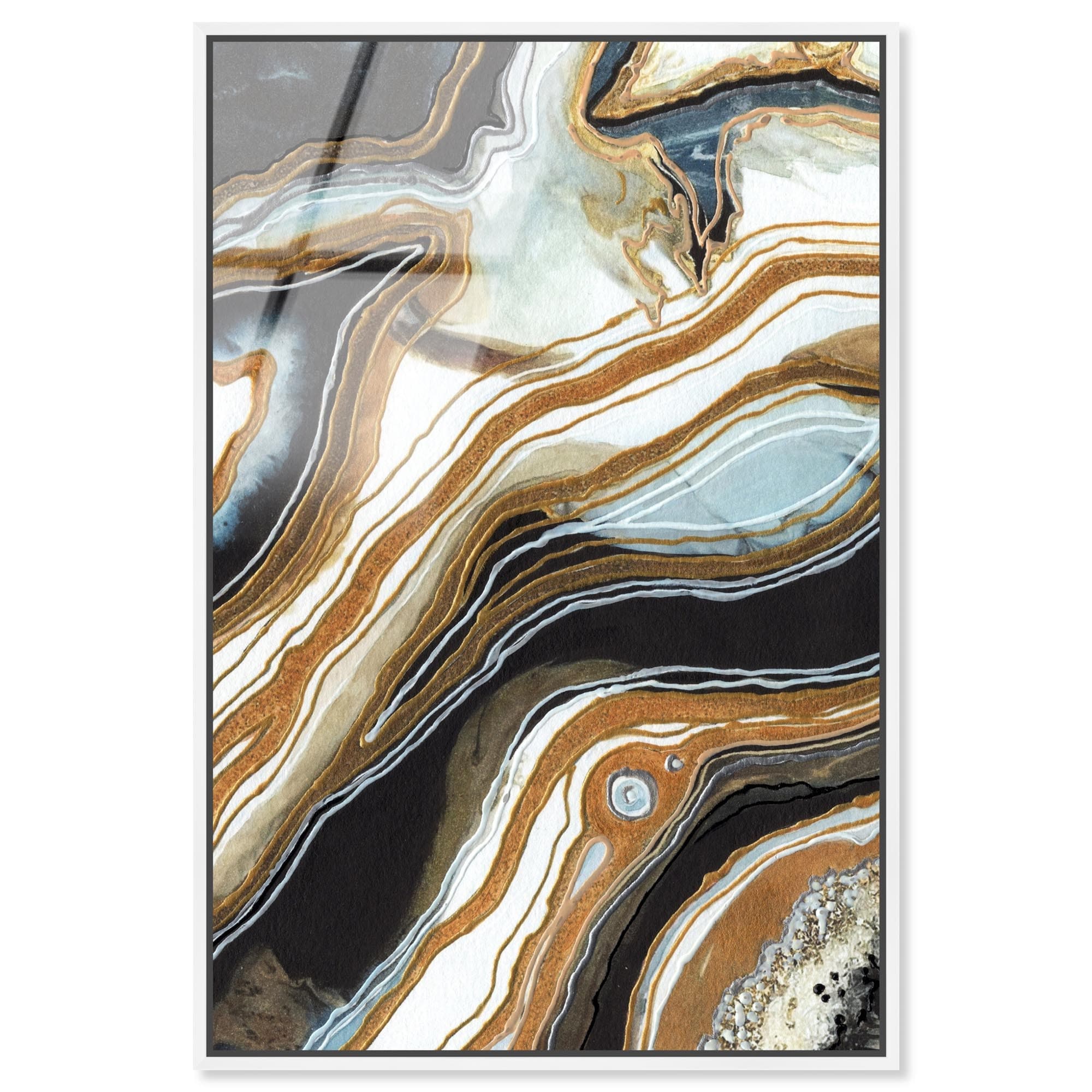 Black and Gold I Mineral Framed Acrylic Wall Art by Art Remedy