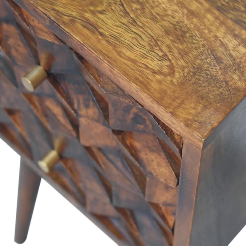 Artisan Furniture Solid Wood Mini Chestnut Cube 2 Drawer Nightstand