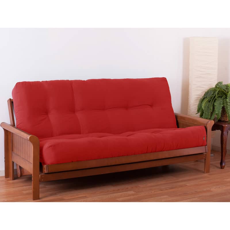 10-inch Thick Twill Futon Mattress (Twin, Full, or Queen) - Red - Full