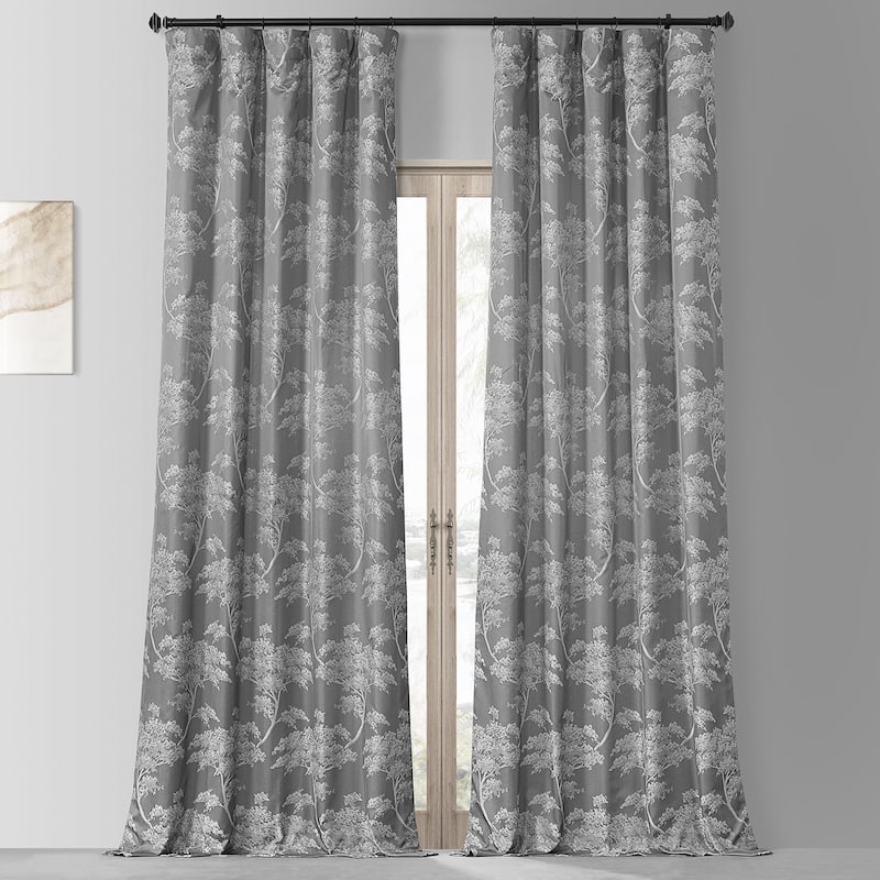 Exclusive Fabrics Sequoia Faux Silk Jacquard Curtain (1 Panel) - 50 X 108 - Sequoia Silver Grey