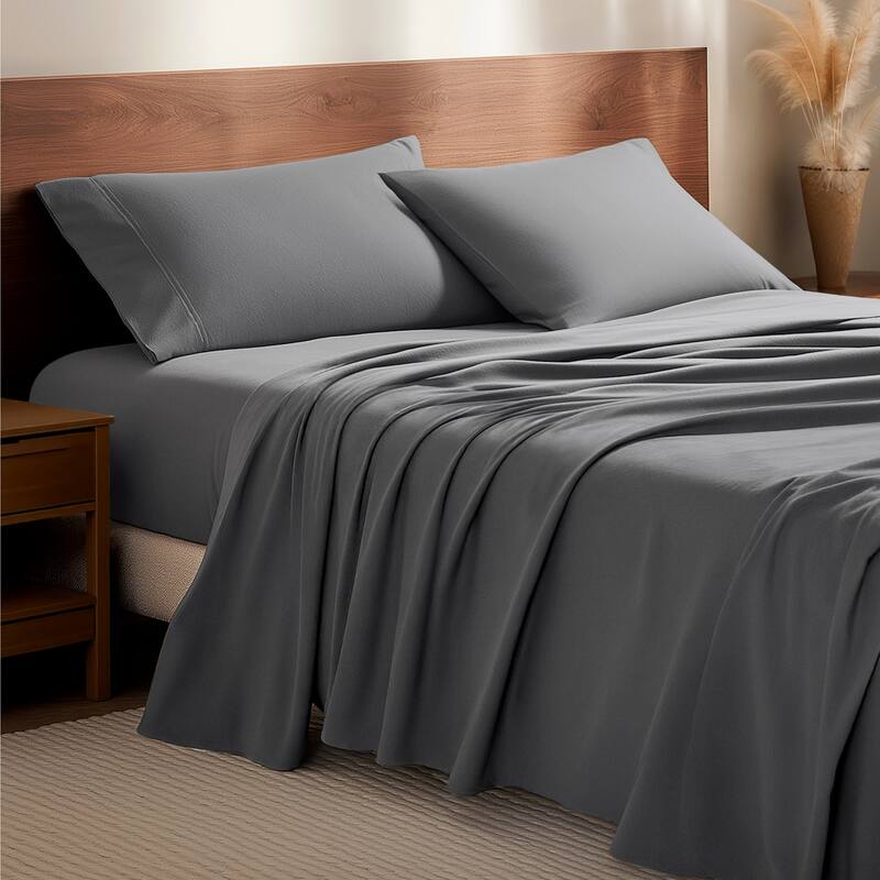Bare Home Cotton Flannel Sheet Set - Velvety Soft Heavyweight - Twin XL - Grey