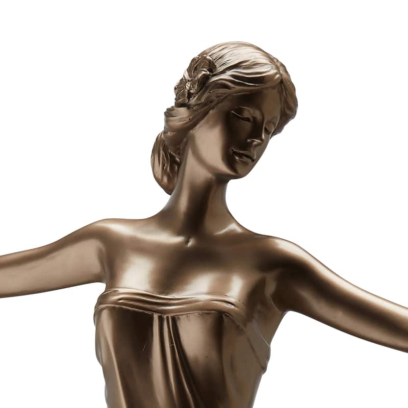 Gracewood Hollow Sansal Bronze/Resin 23.75-inch Grecian Goddess Beaded Table Lamp - 22"L x 7.625"W x 23.75"H