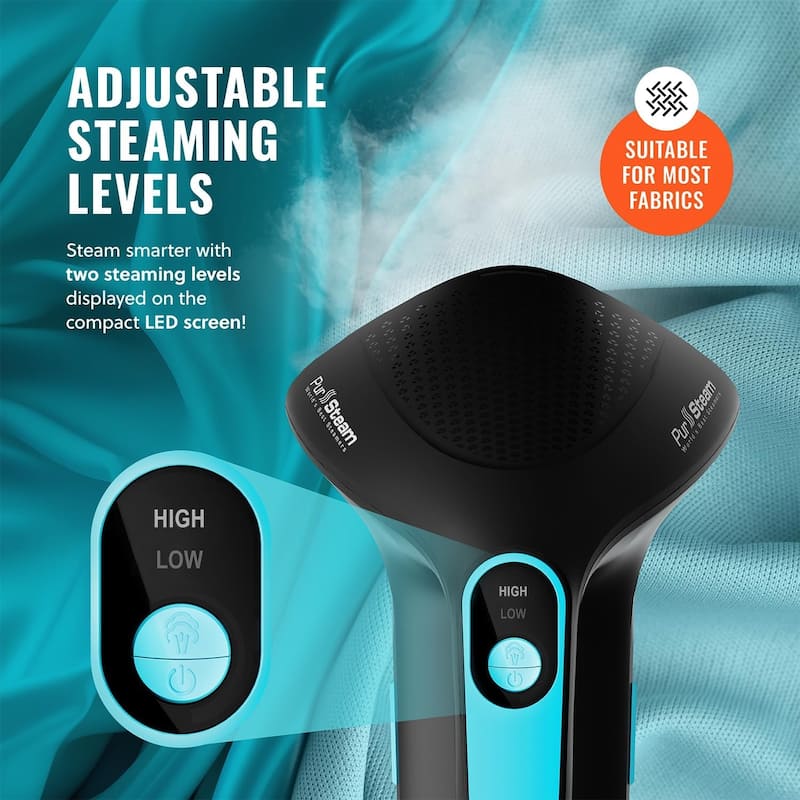 PurSteam SteamPulse Pro Handheld Steamer for Clothes, Portable, Travel Steamer Iron Press Wrinkle Remover with Fabric Brush