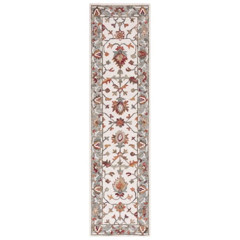 SAFAVIEH Handmade Aspen Kuna Boho Wool Rug - 2'3" x 9' Runner - Ivory/Grey